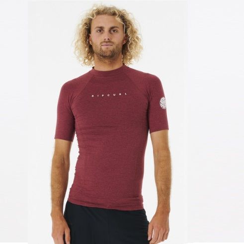 Rip Curl Dawn Patrol Perf Short Sleeve Uv Tee Maroon Marle 12Smrv