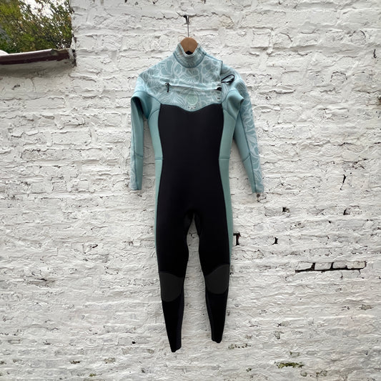 Rip Curl Women Dawn Patrol 3/2 Chest Zip Sublimed Wetsuit Mid Blue 14Wwfs USED