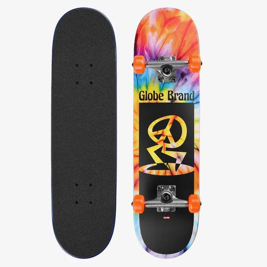 GLOBE Peace Man Mid - 7.6" Kids Spiral Dye/Black 10525428 - complete Skateboard
