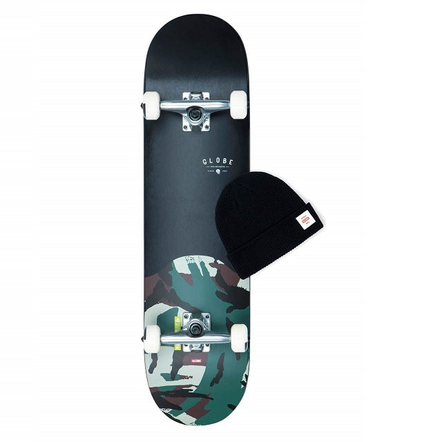 GLOBE G1 Argo Boxed 8.125 Black/Camo 10525315B - complete Skateboard + free beanie