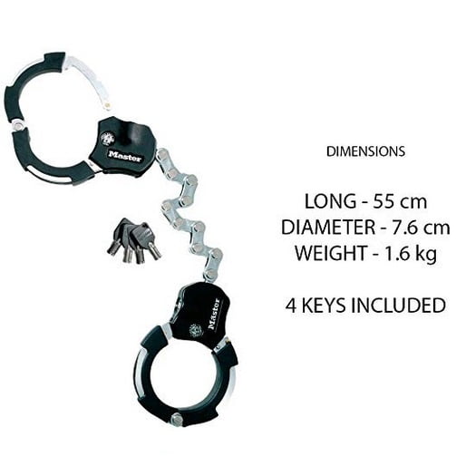 MASTERLOCK 8290 - Cadenas trottinette Menottes - Antivol, black