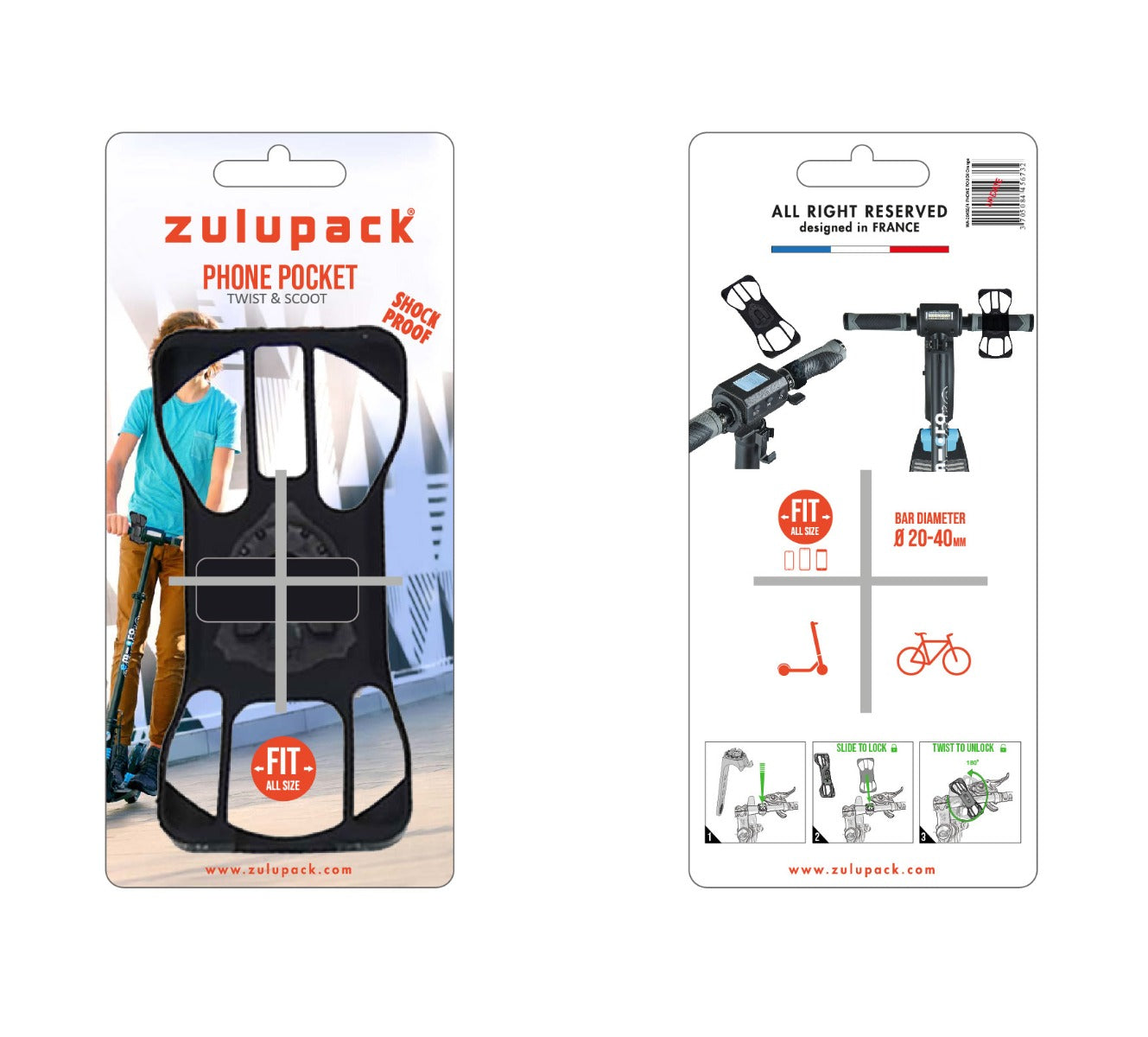 Zulupack Phone Holder Bike/Scooter One Size Fits All