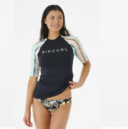 Rip Curl Ripple Effect Short Sleeve Uv Top Black 14Iwrv