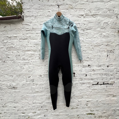 Rip Curl Women Dawn Patrol 3/2 Chest Zip Sublimed Wetsuit Mid Blue 14Wwfs USED