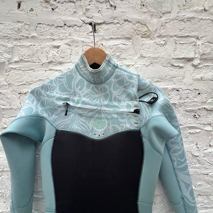 Rip Curl Women Dawn Patrol 3/2 Chest Zip Sublimed Wetsuit Mid Blue 14Wwfs USED