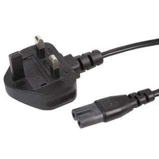 Linoya Power cable w/ 3A Fuse, Mains Plug, UK to IEC 60320 C7, 1 m, 2.5 A, 250V, Black