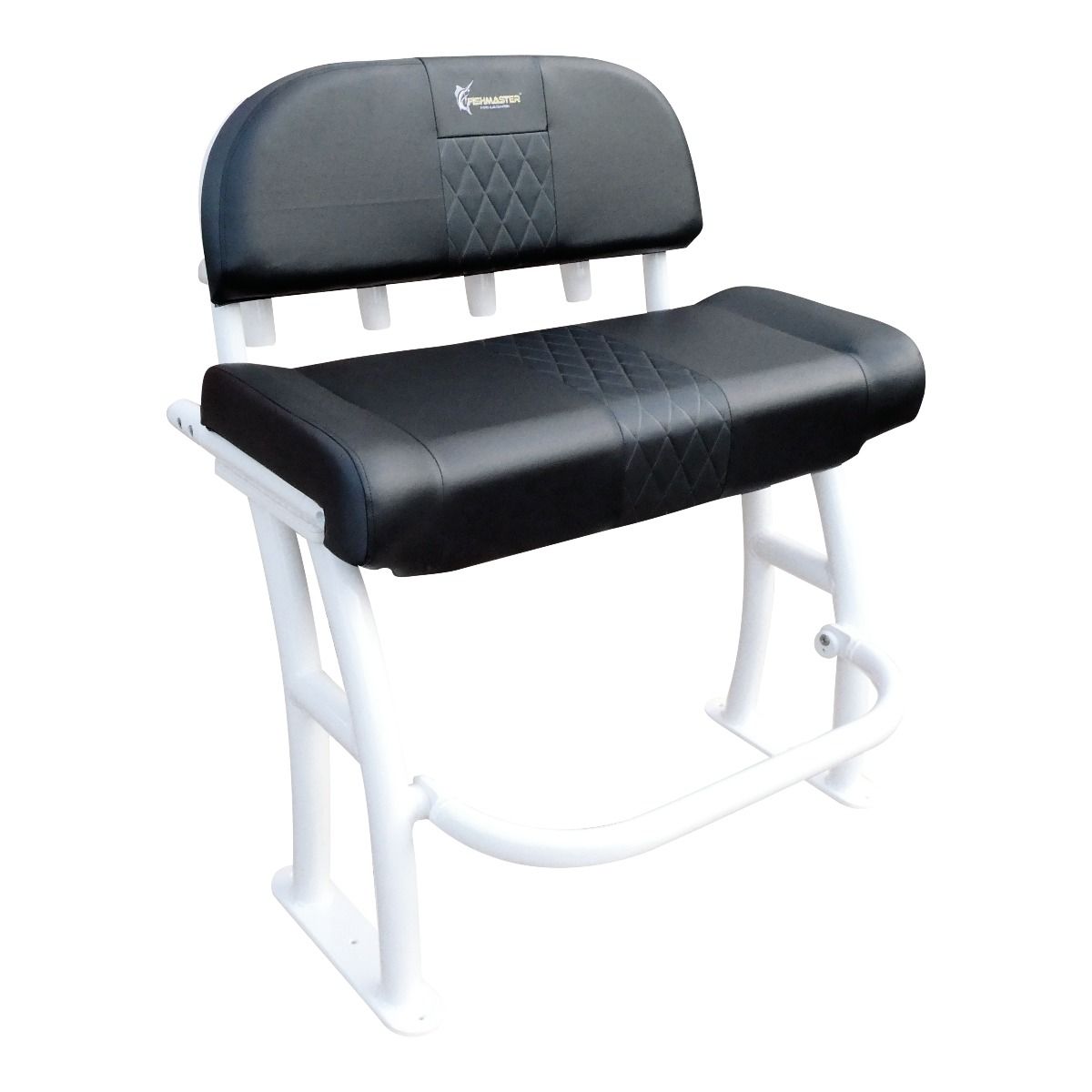 Fishmaster Pro Leaning Post - White w/Backrest w/Black upholstery