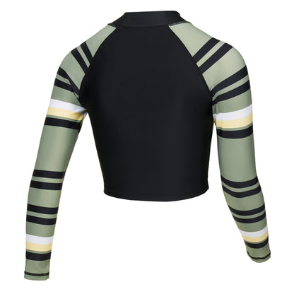 Mystic Jayde LS Crop Rash Vest | Olive verte