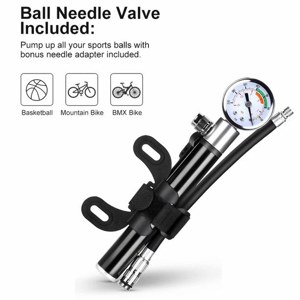 Ball Pump with 210 PSI Pressure Gauge, Bike Air Pump with Inflation Needles & Pressure Release Valve