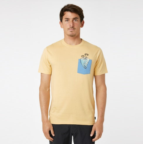 RIPCURL Inda Pocket Tee - Jaune Délavé